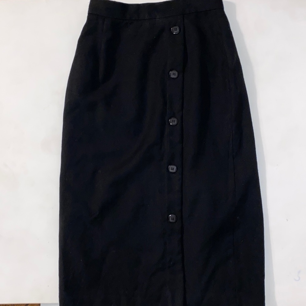 Vintage Wool Town & Country black midi skirt| Size 2-4| xs-s